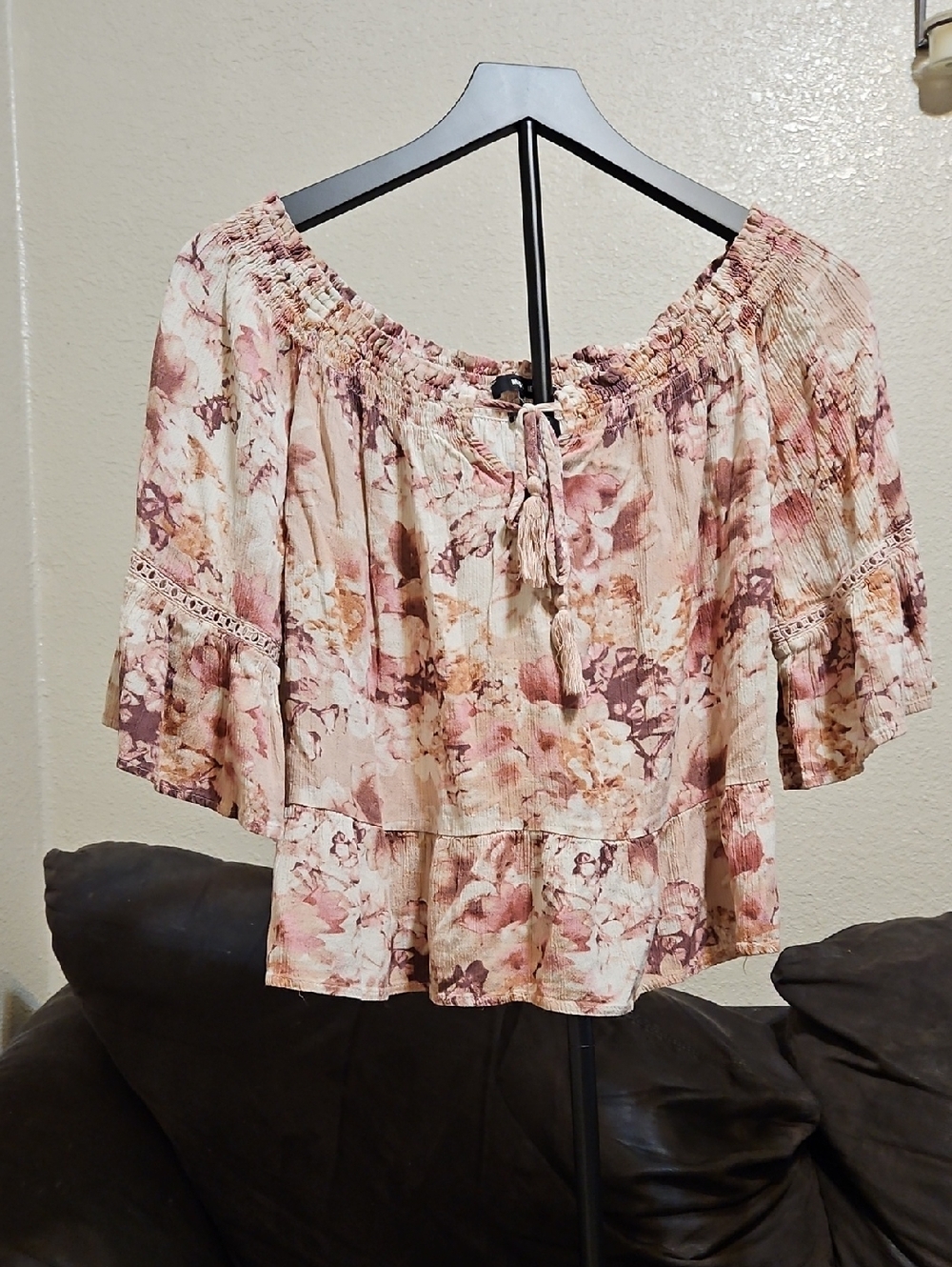 Miss Me Floral Peasant Blouse in Blush and Mauve